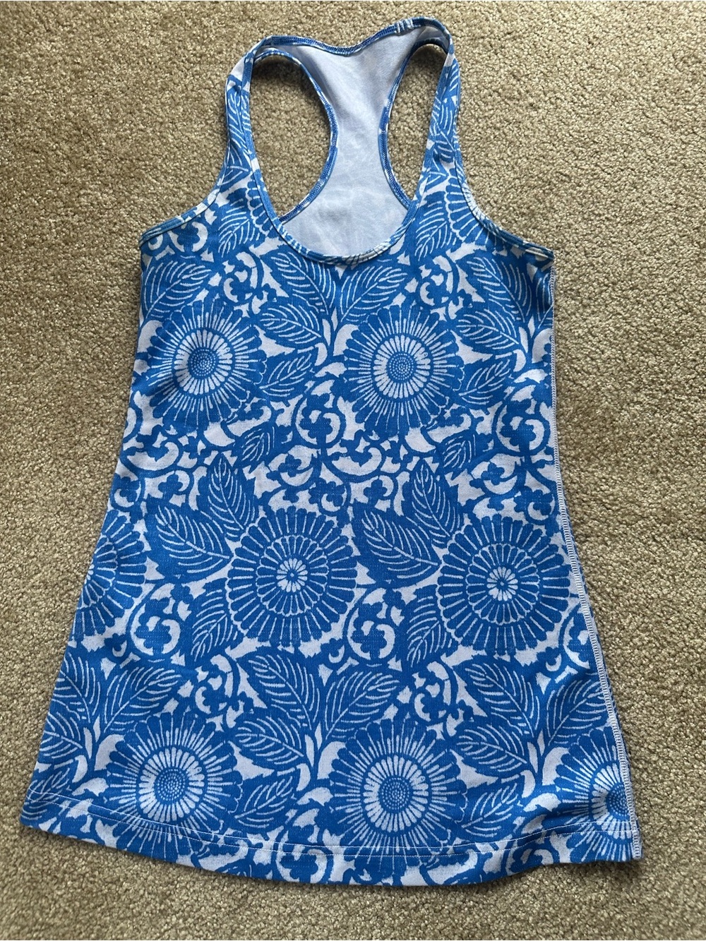 lululemon athletica Blue Floral Racerback Tank